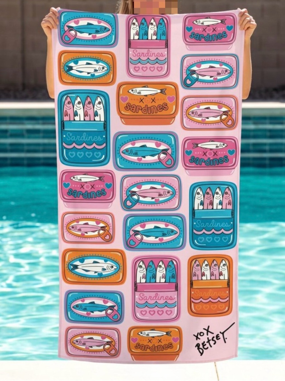 Betsey Johnson Viral Sardine Pink Beach Towel TikTok 100% Cotton